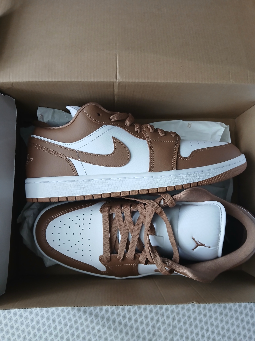 Air Jordan 1 Low - White and Brown Men's Sneakers